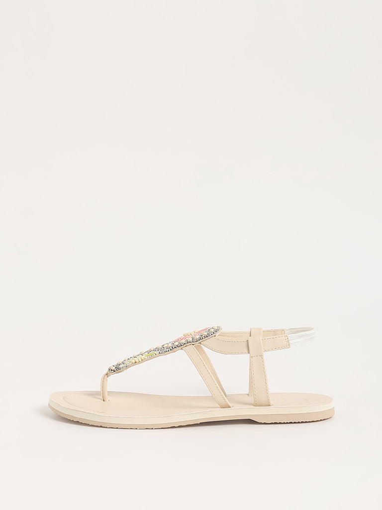 LUNA BLU Ivory T-Strap Sandals