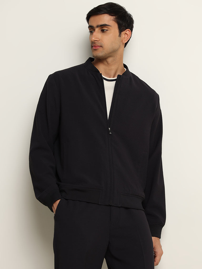 Ascot Navy Relaxed Fit Bomber Jacket