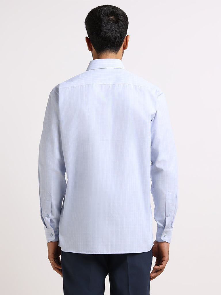 WES Formals Blue Slim Tapered Shirt