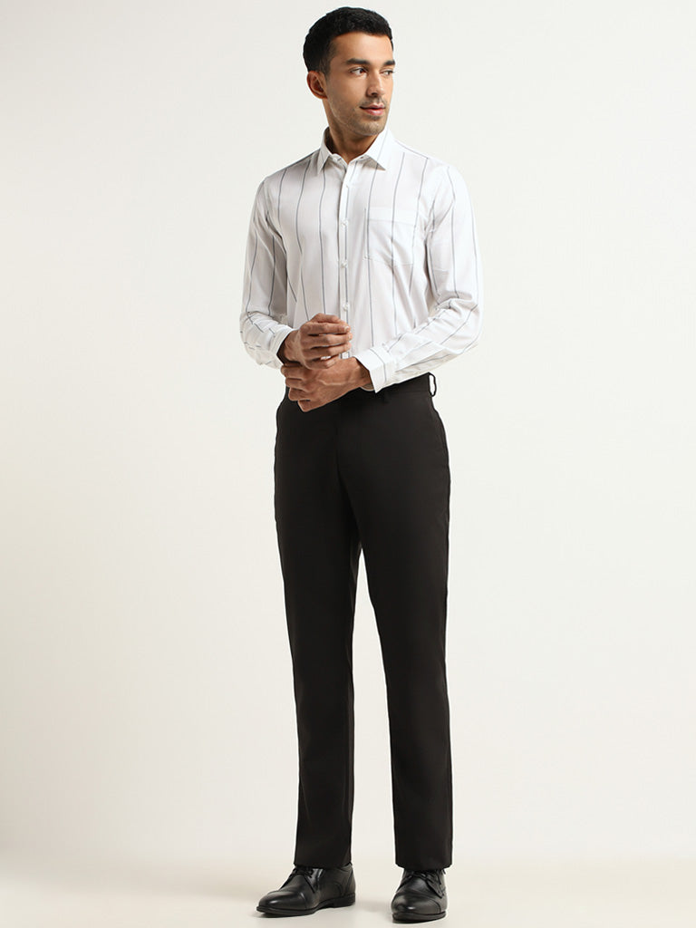 WES Formals White Cotton Slim-Fit Shirt