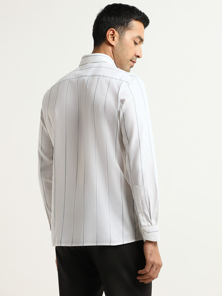 WES Formals White Cotton Slim-Fit Shirt