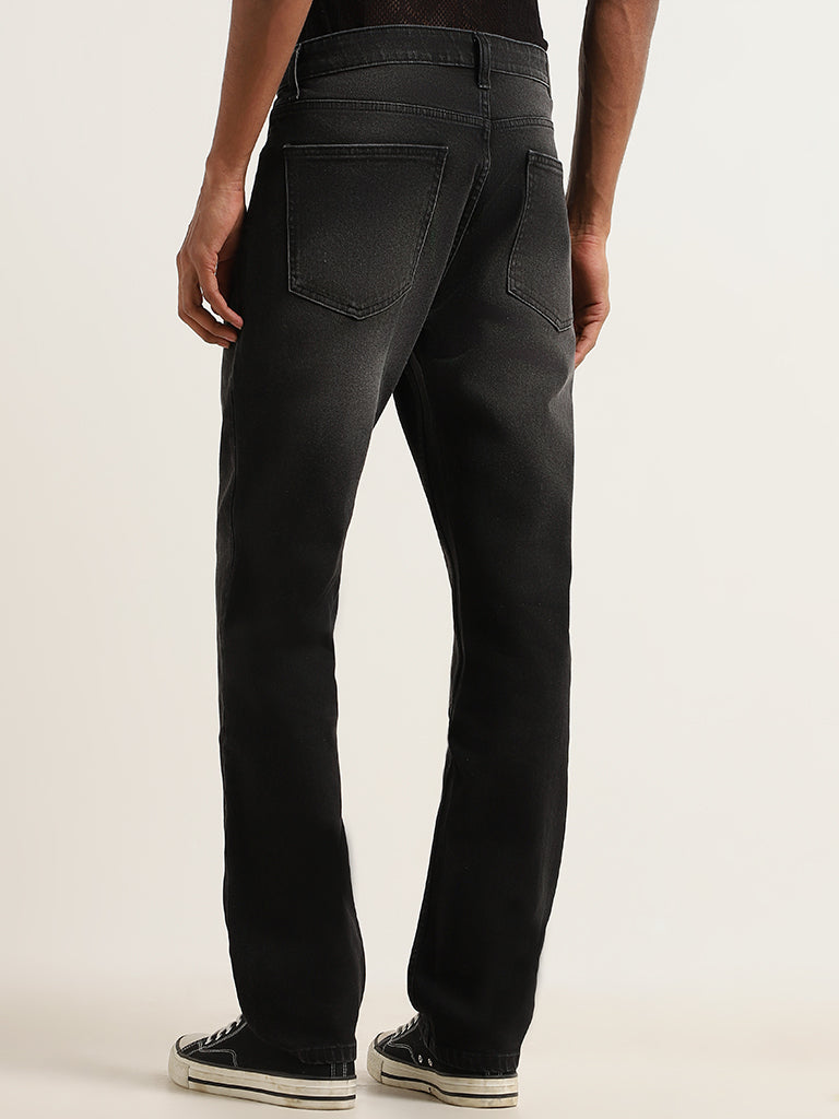 Nuon Black Straight-Leg Mid Rise Jeans