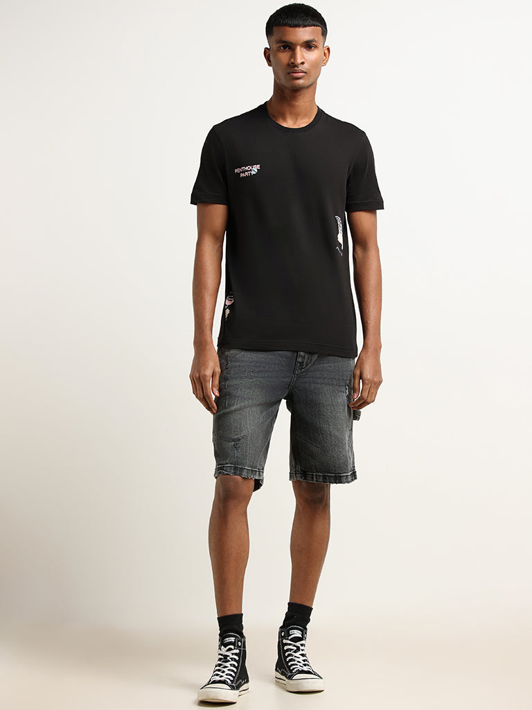 Nuon Black Relaxed Fit Bermuda Shorts