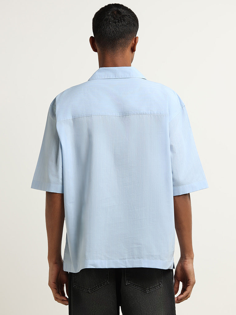 Nuon Light Blue Solid Cotton Shirt