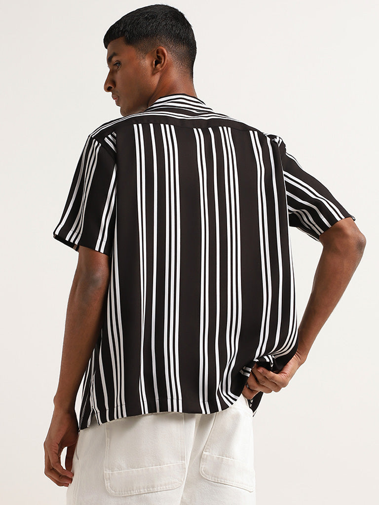 Nuon Black Striped Relaxed Fit Shirt