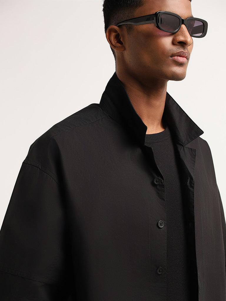 Nuon Black Oversized Cotton Shirt