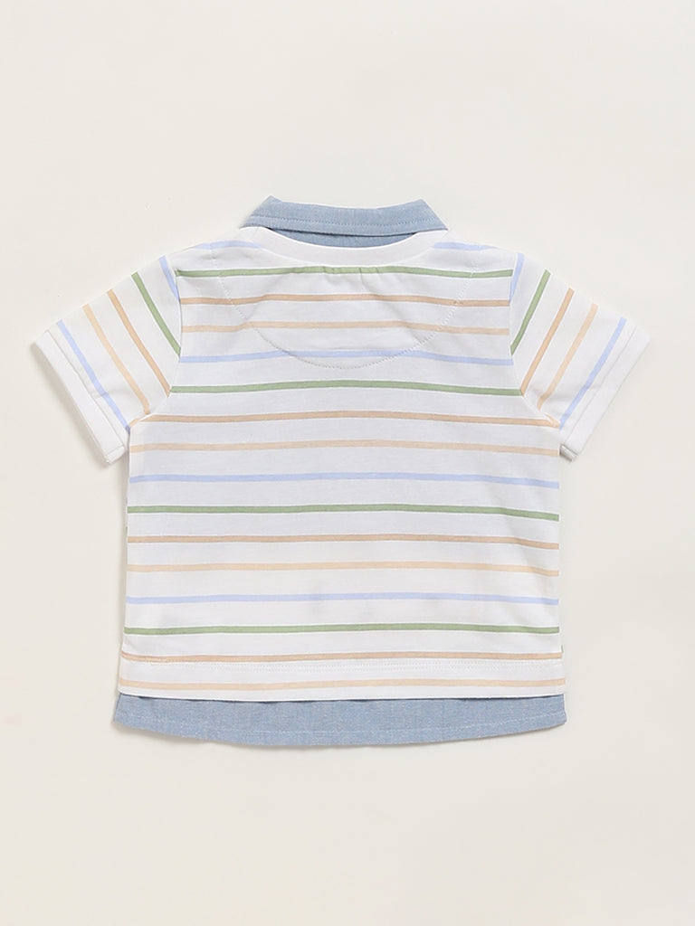 HOP Baby White Striped T-Shirt