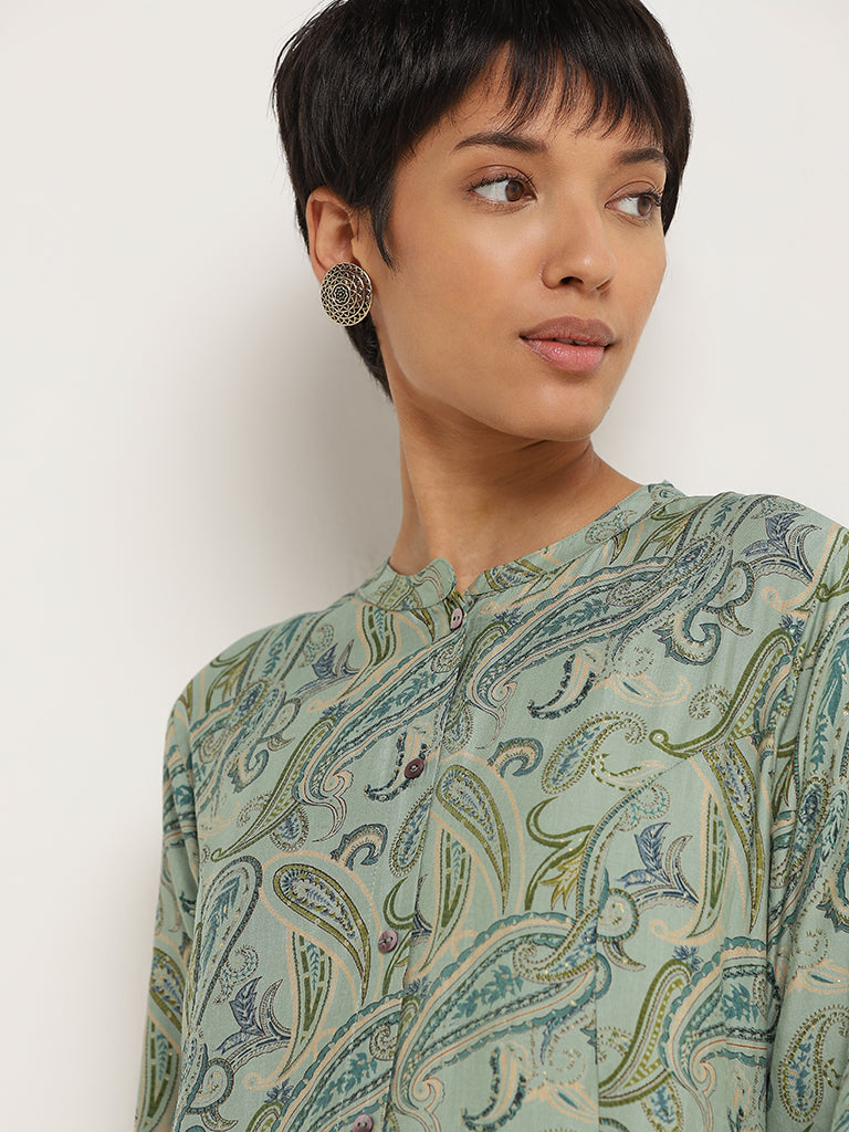 Utsa Green Printed Kurta