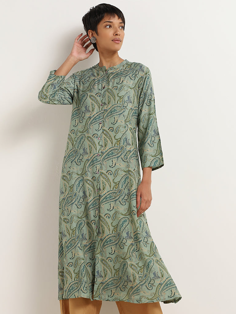 Utsa Green Printed Kurta