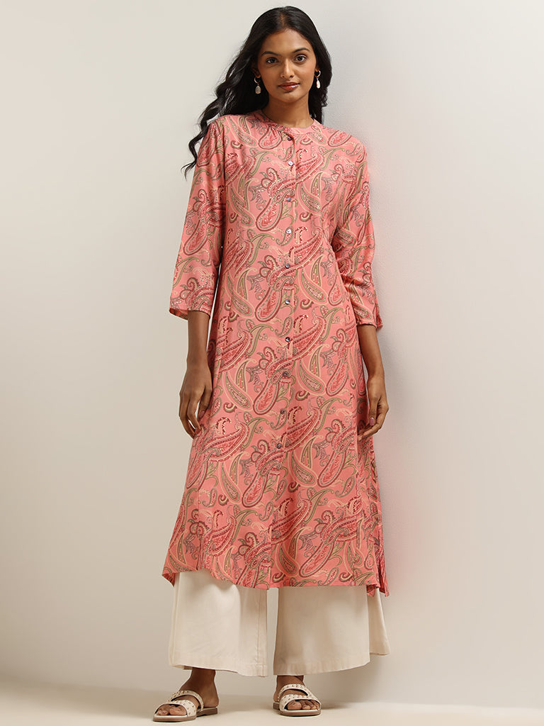 Utsa Pink Paisley Print Kurta