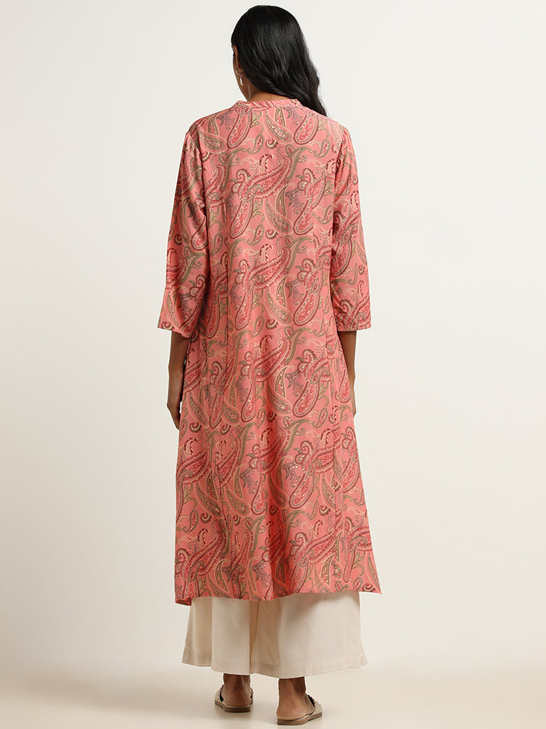 Utsa Pink Paisley Print Kurta