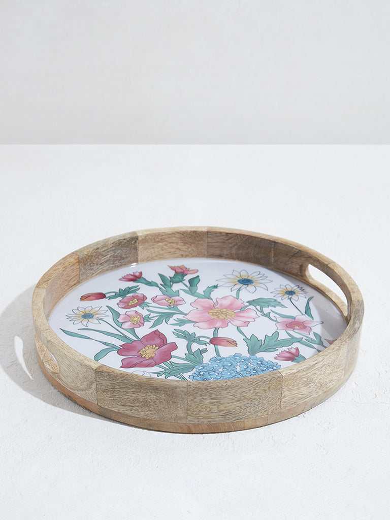 Westside Home Multicolor Floral Design Round Tray