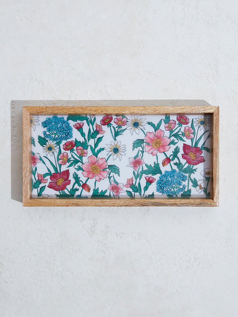 Westside Home Multicolor Floral Design Rectangular Tray