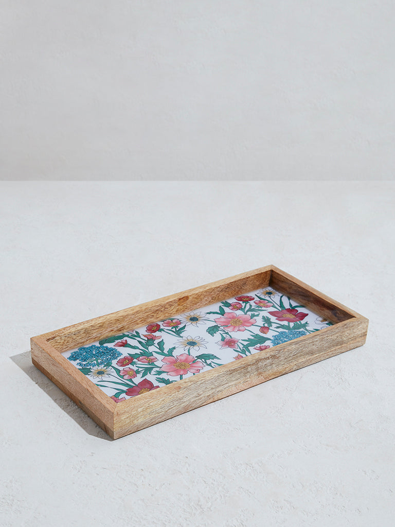 Westside Home Multicolor Floral Design Rectangular Tray