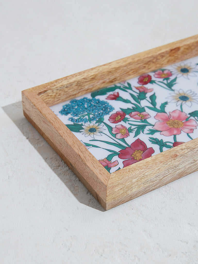 Westside Home Multicolor Floral Design Rectangular Tray