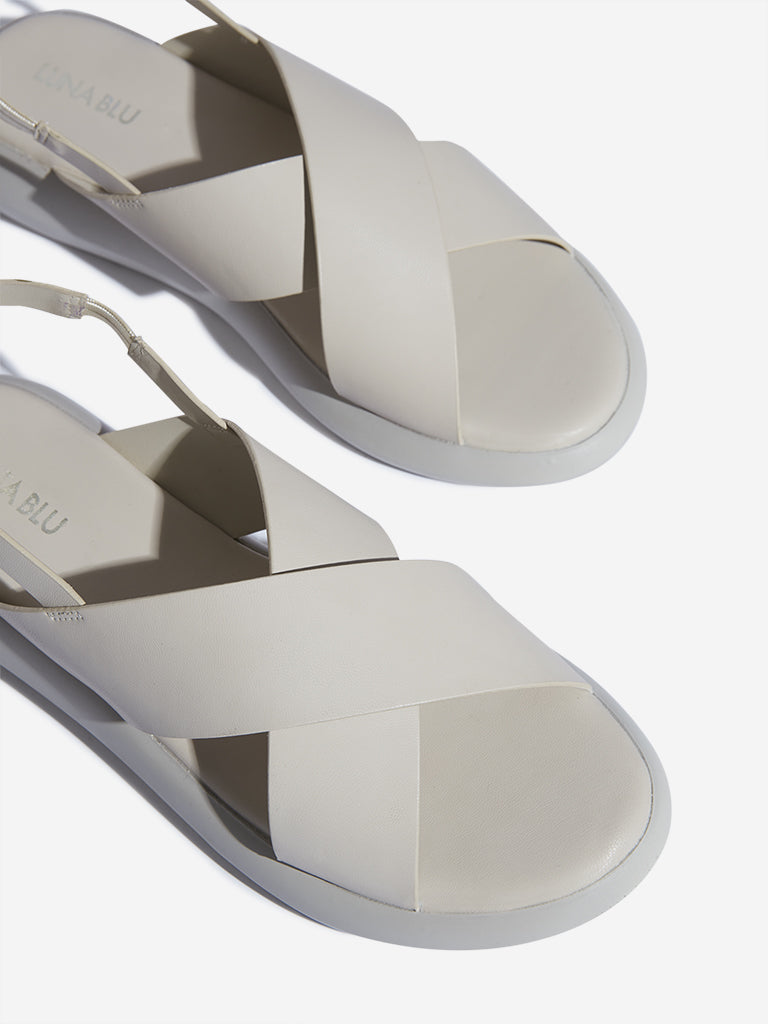 LUNA BLU Ivory Cross-Strap Sandals