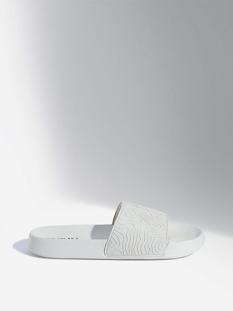 SOLEPLAY Off-White Wave-Textured Slides