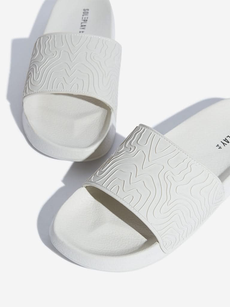 SOLEPLAY Off-White Wave-Textured Slides