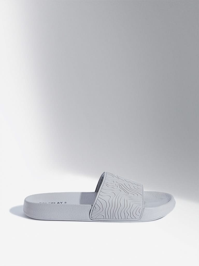 SOLEPLAY Grey Wave-Textured Slides