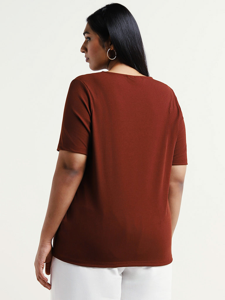 Gia Maroon Cut Out Top