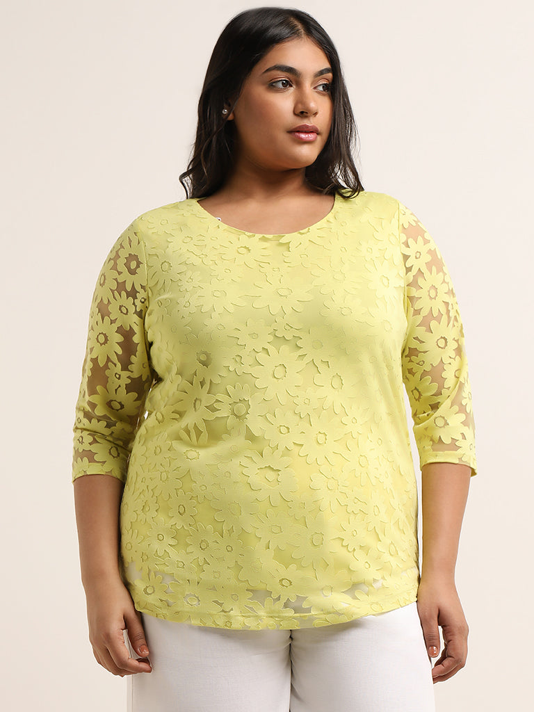 Gia Lime Floral Print Top