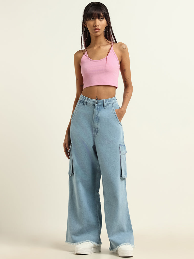 Nuon Blue Wide Leg - Fit Mid - Rise Jeans