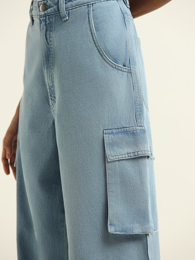 Nuon Blue Wide Leg - Fit Mid - Rise Jeans