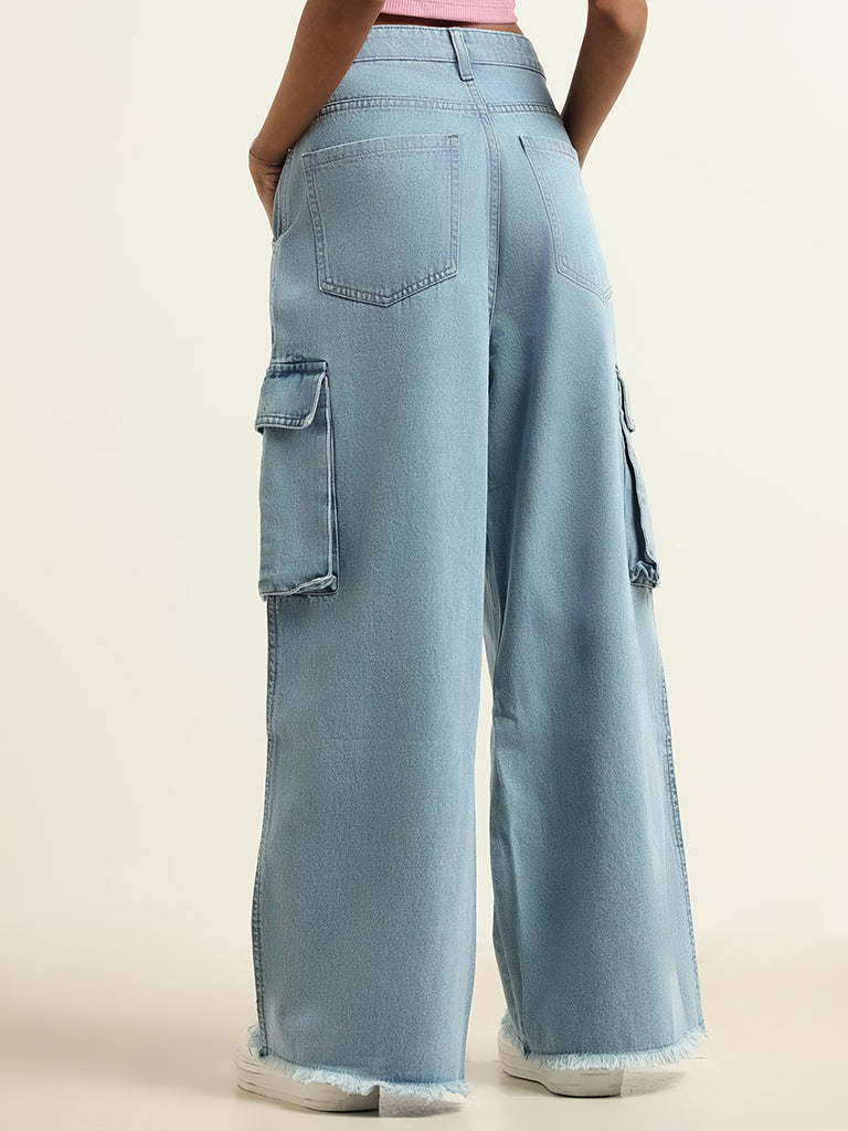 Nuon Blue Wide Leg - Fit Mid - Rise Jeans