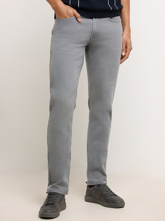 Ascot Grey Straight Fit Mid-Rise Jeans