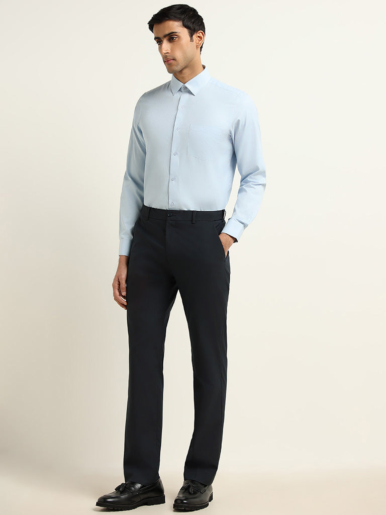 WES Formals Blue Ultra-Slim Fit Shirt