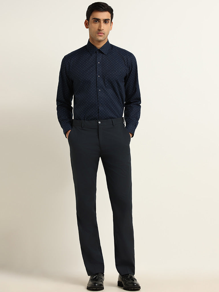 WES Formals Navy Ultra-Slim Fit Shirt