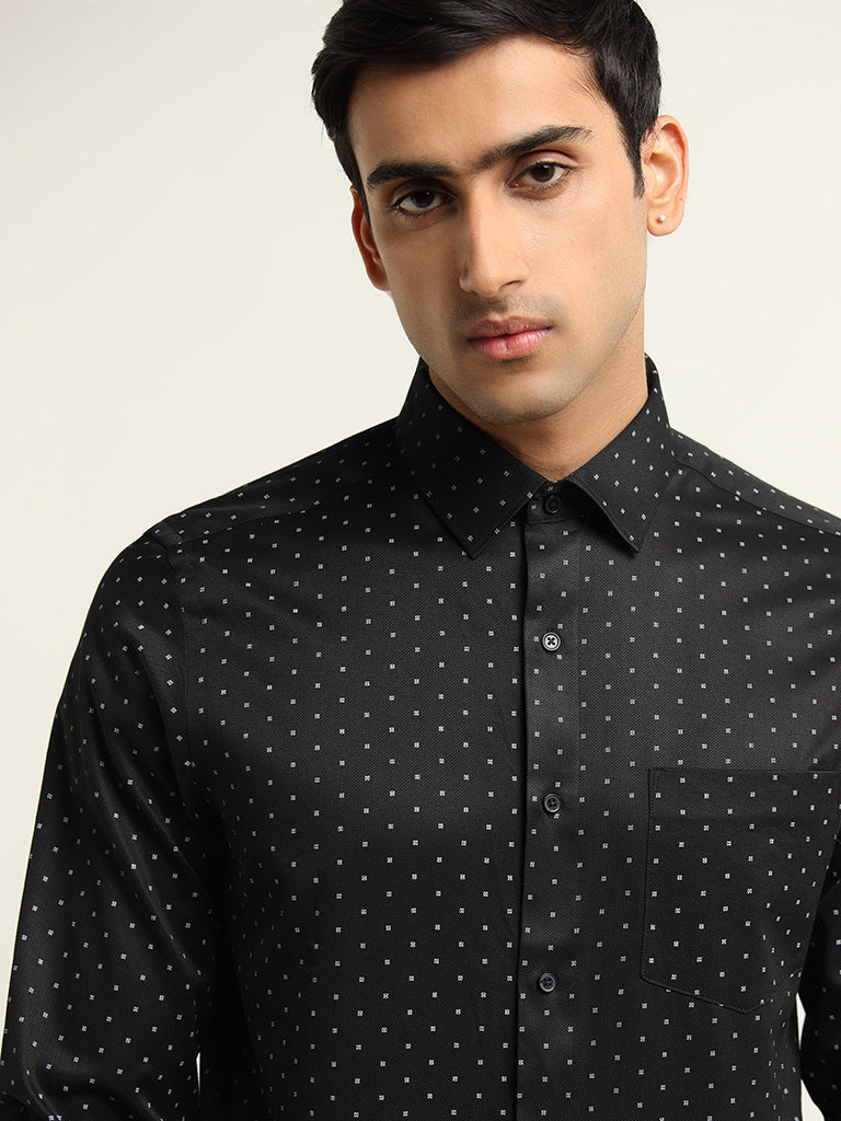 WES Formals Black Ultra-Slim Fit Shirt