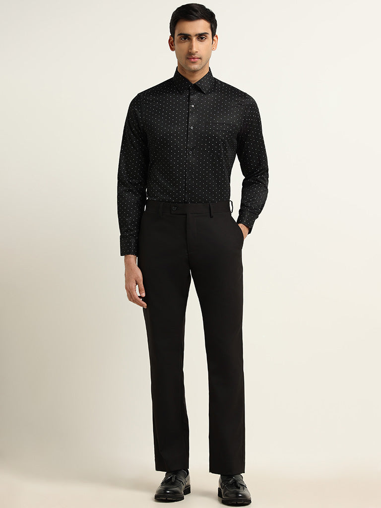 WES Formals Black Ultra-Slim Fit Shirt