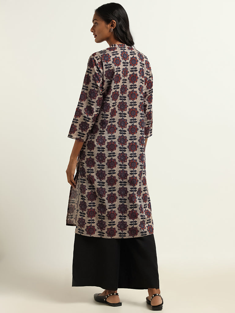 Utsa Taupe Printed Kurta