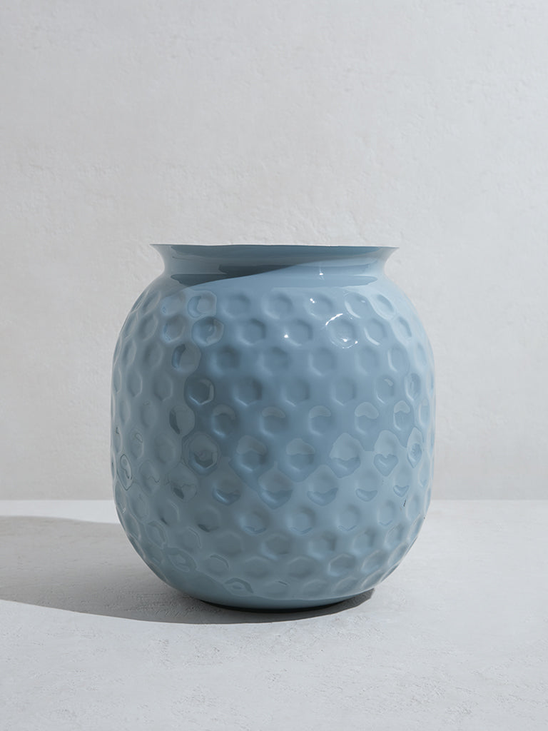 Westside Home Blue Short Cylindrical Pot