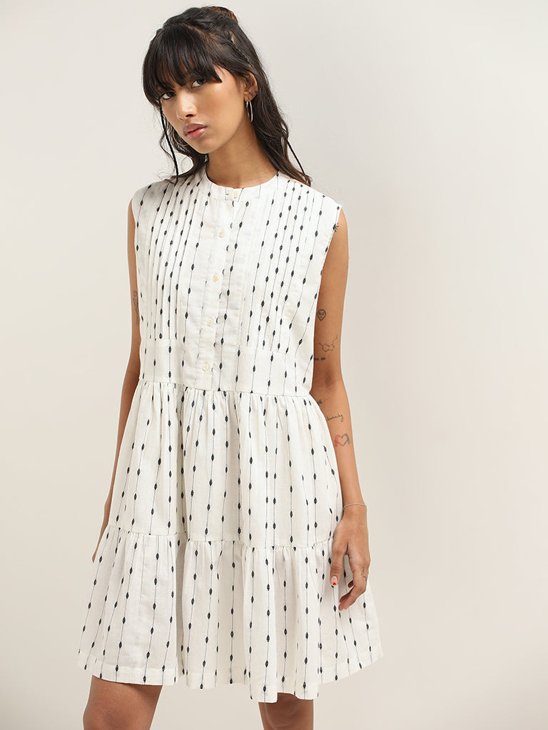 Bombay Paisley White Printed Cotton Dress