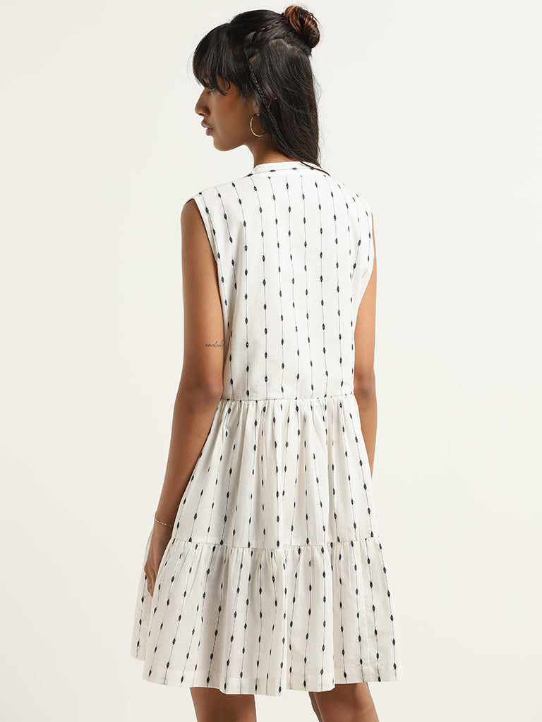 Bombay Paisley White Printed Cotton Dress