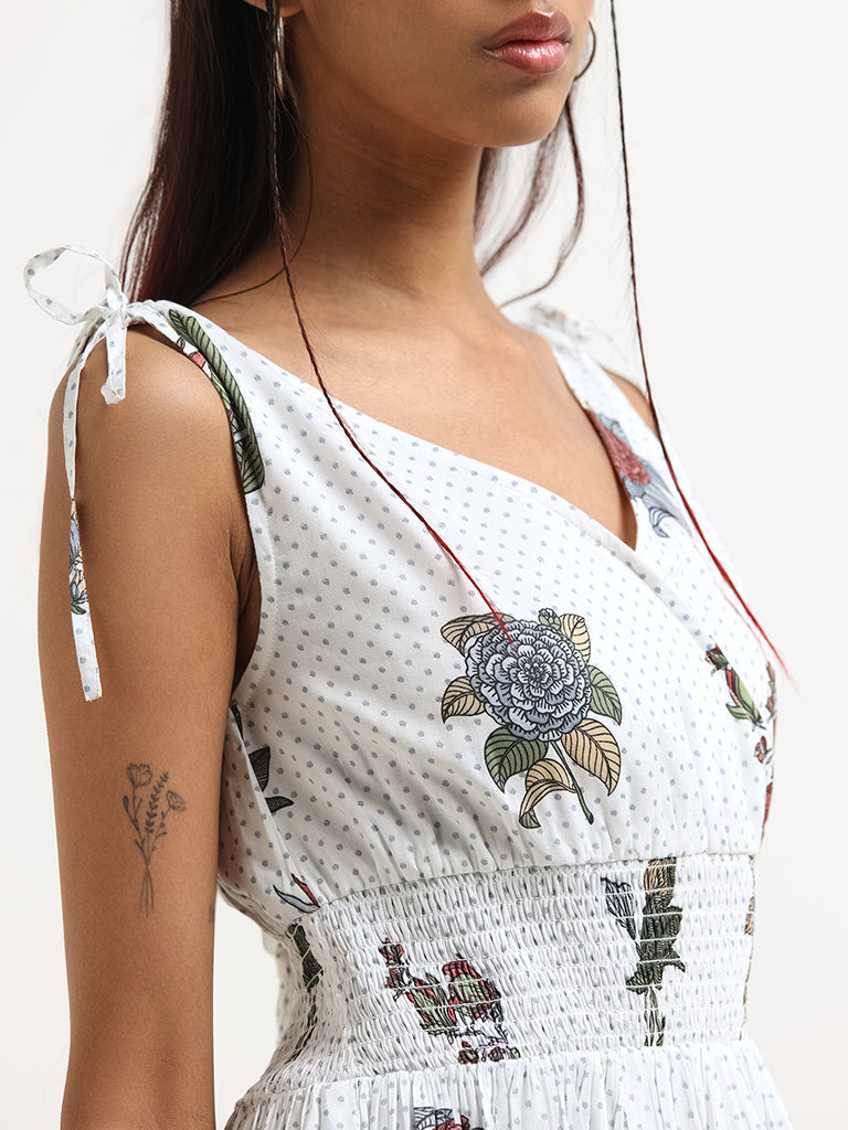 Bombay Paisley Off-White Printed Cotton Dress