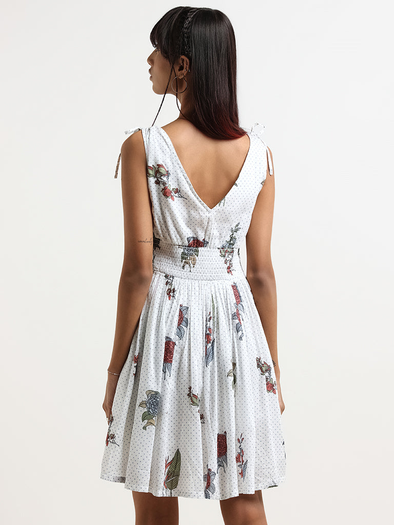 Bombay Paisley Off-White Printed Cotton Dress