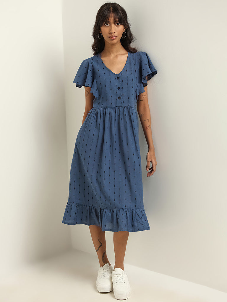 Bombay Paisley Blue Printed Cotton Dress