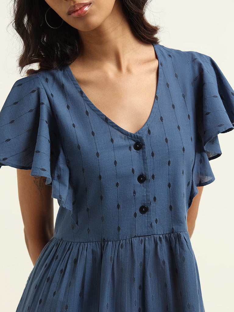 Bombay Paisley Blue Printed Cotton Dress