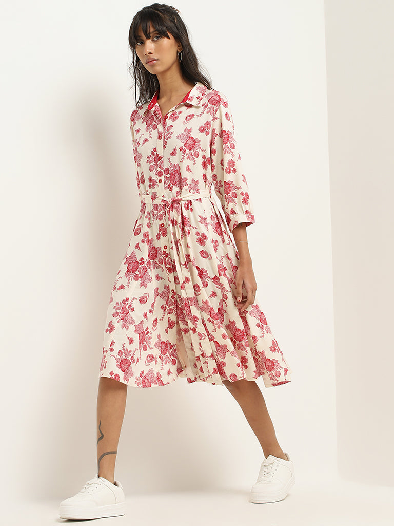 Bombay Paisley White Floral Cotton Dress