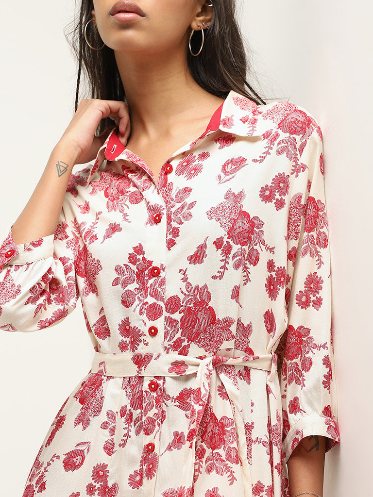 Bombay Paisley White Floral Cotton Dress