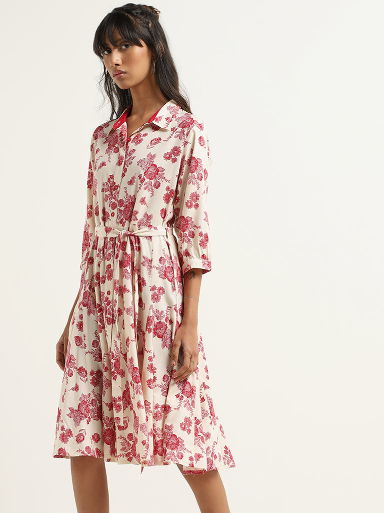 Bombay Paisley White Floral Cotton Dress