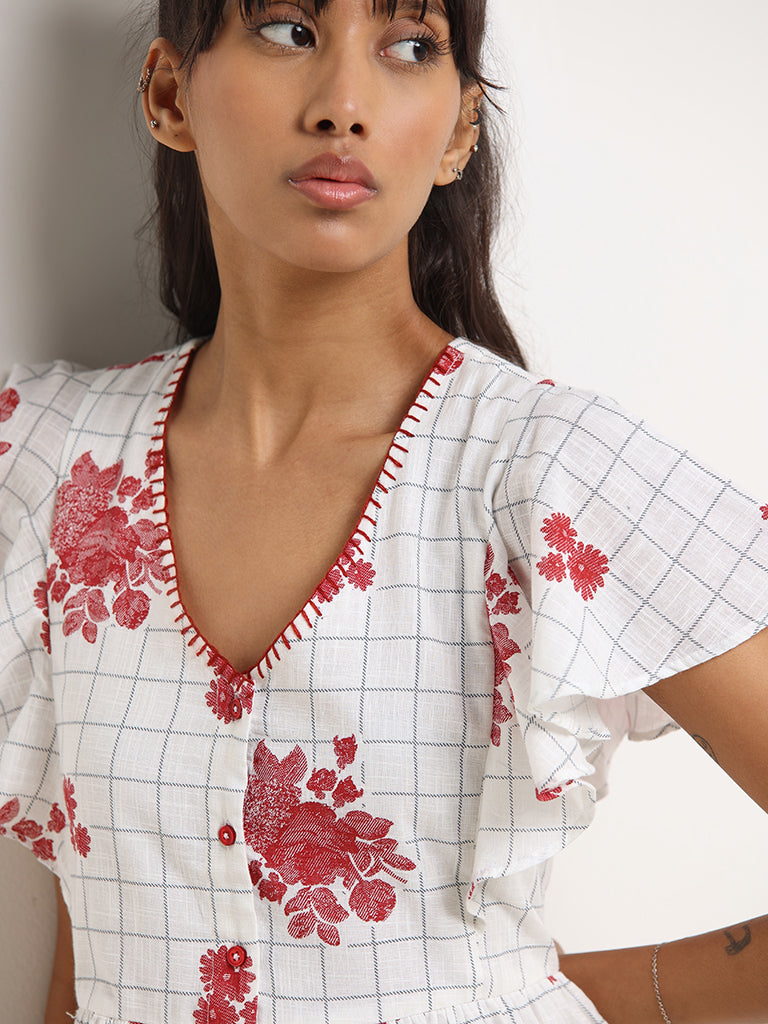 Bombay Paisley White Floral Cotton Dress