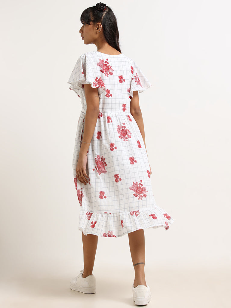 Bombay Paisley White Floral Cotton Dress