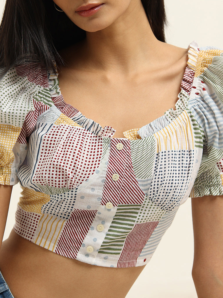 Bombay Paisley Multicolor Smocked Cotton Top