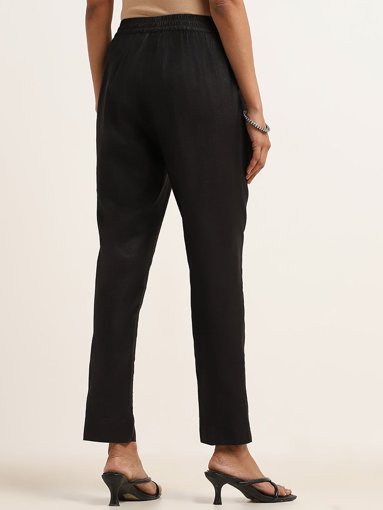 Zuba Black Straight-Fit Ethnic Pants