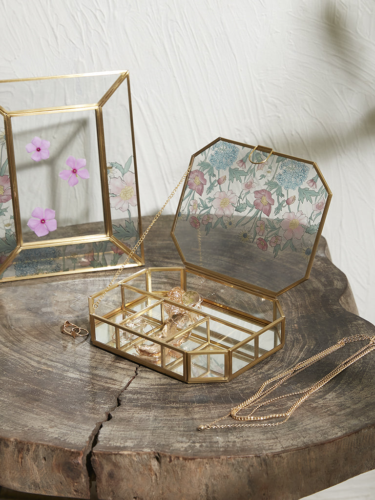 Westside Home Gold Floral Jewellery Box