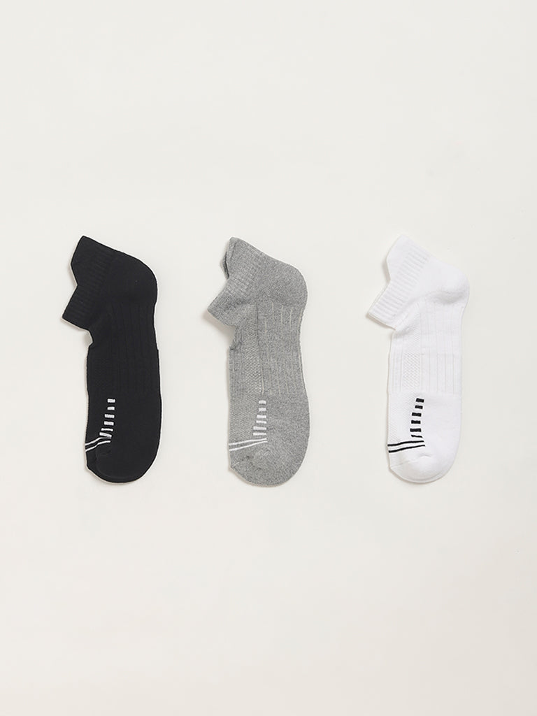 WES Lounge Grey Cotton Blend Trainer Socks- Pack of 3